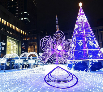 雪花綴銀映北國.幻燈童話世界.冬彩米其林夜景.三名湯5日
